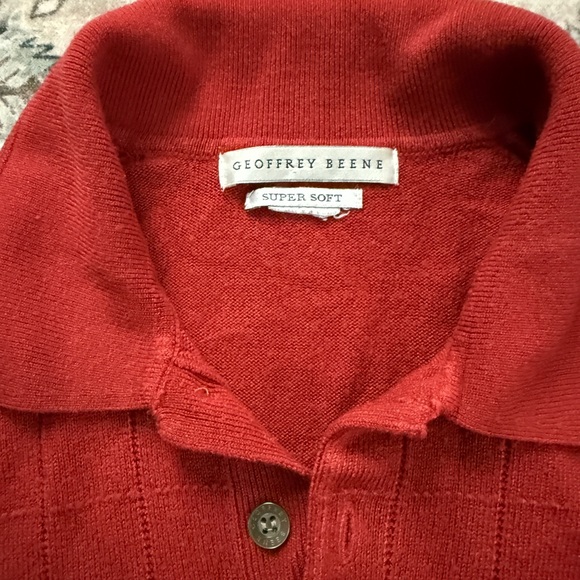 Geoffrey Beene Red Cropped Polo Sweater - Long Sleeve - Textured Knit - Size M - Picture 5 of 6